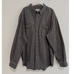 Carhartt Mens Sandstone Twill Shirt Workwear S09 Size 2XL Charcoal Gray Utility